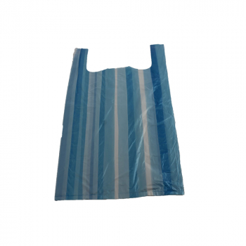 Hemdchentragetasche Plastiktüte 25+12x45 cm blau weiß gestreift (100 Stk.)